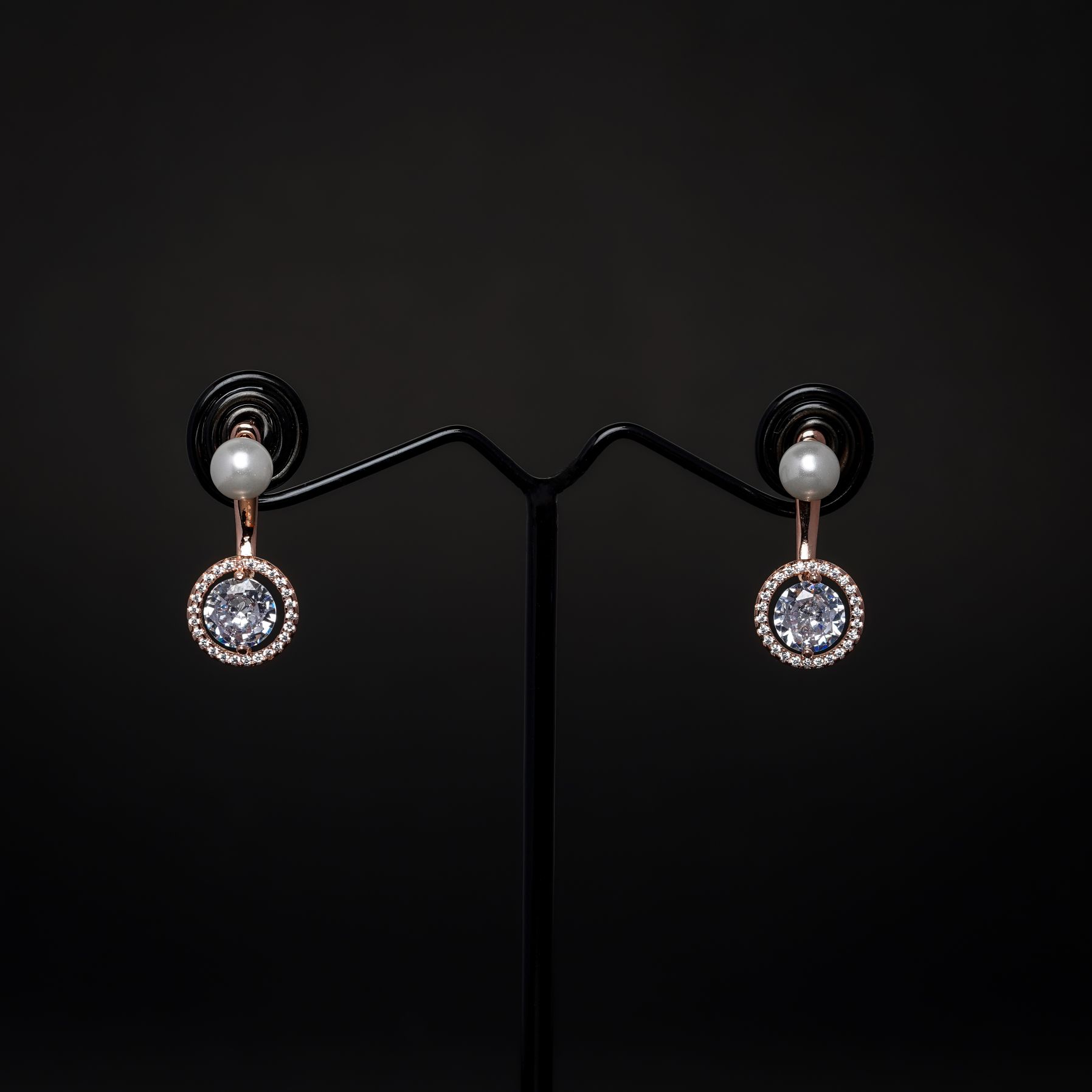 Rositaa Rose Gold Zircon Round Earring