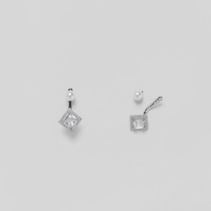 Rositaa Square Shaped White Pearl & Stone Earring