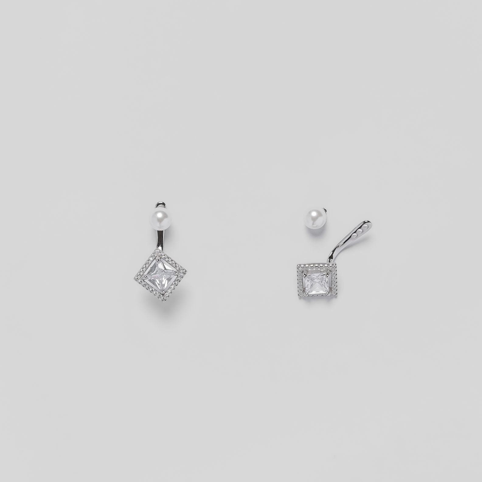 Rositaa Square Shaped White Pearl & Stone Earring