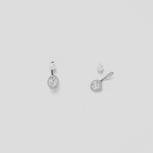 Rositaa Silver White Pearl & Stone Earring