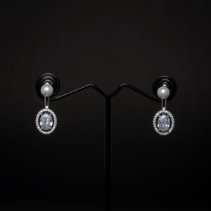 Rositaa Silver White Pearl & Stone Earring