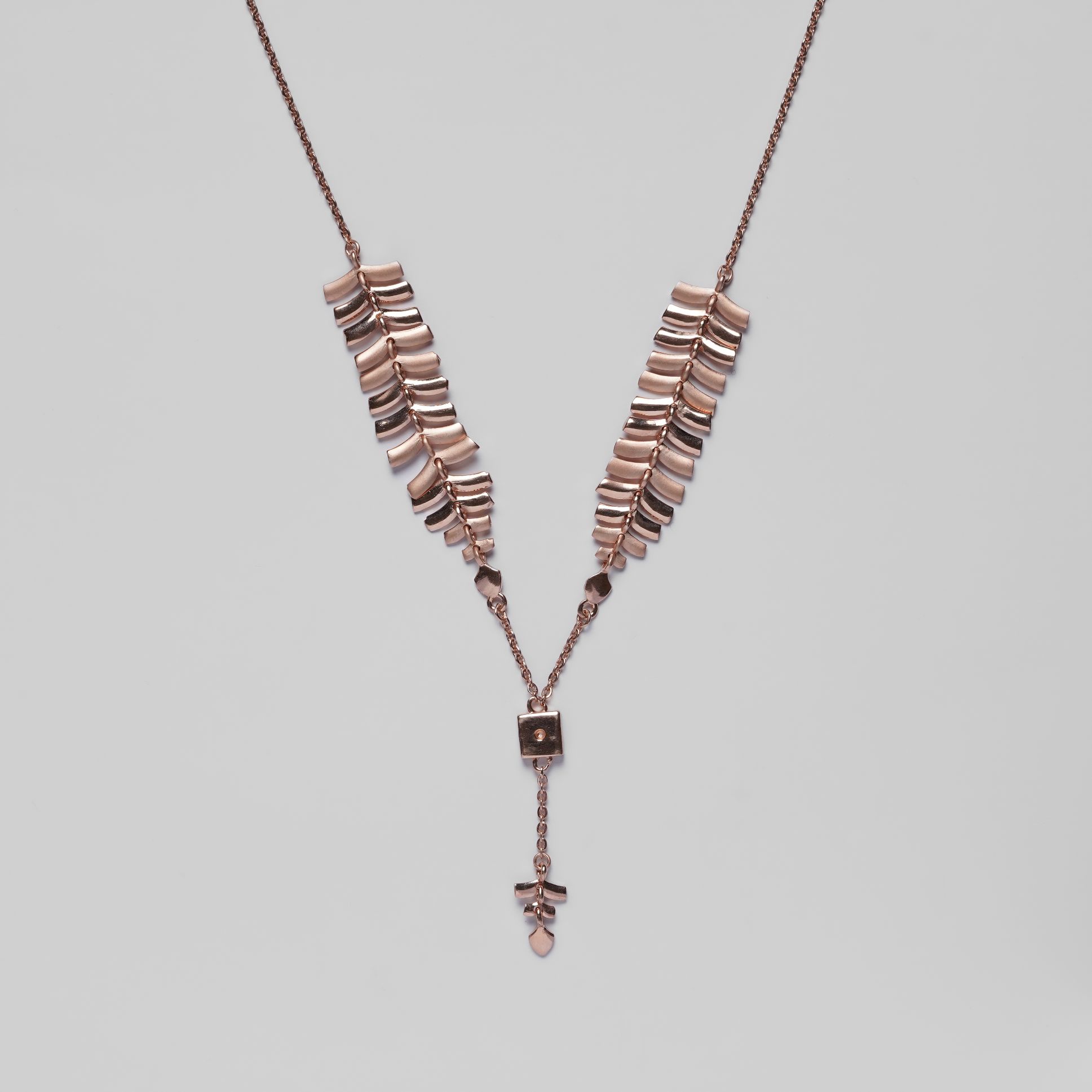 Rositaa rose gold ferns neckline & earrings