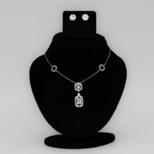 Silver Hexagonal Drop Neckline With Studs