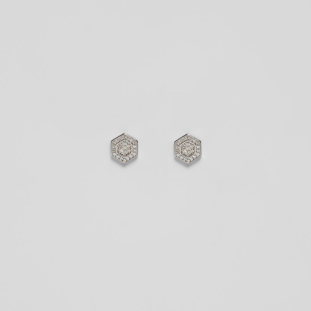 Silver Hexagonal Drop Neckline With Studs - Image 2