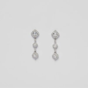 Silver square zircon neckline with earrings