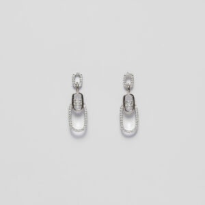 Silver Droplets With Link Chain