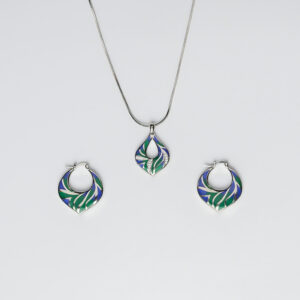 Rositaa Balistyle Green & Purple With Stone Pendant Set