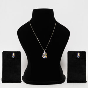 Multicolor Bricked Stylied Pendant Set