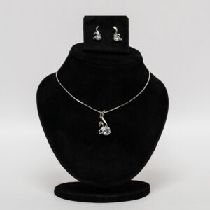 Silver Swan Stone Pendant Set