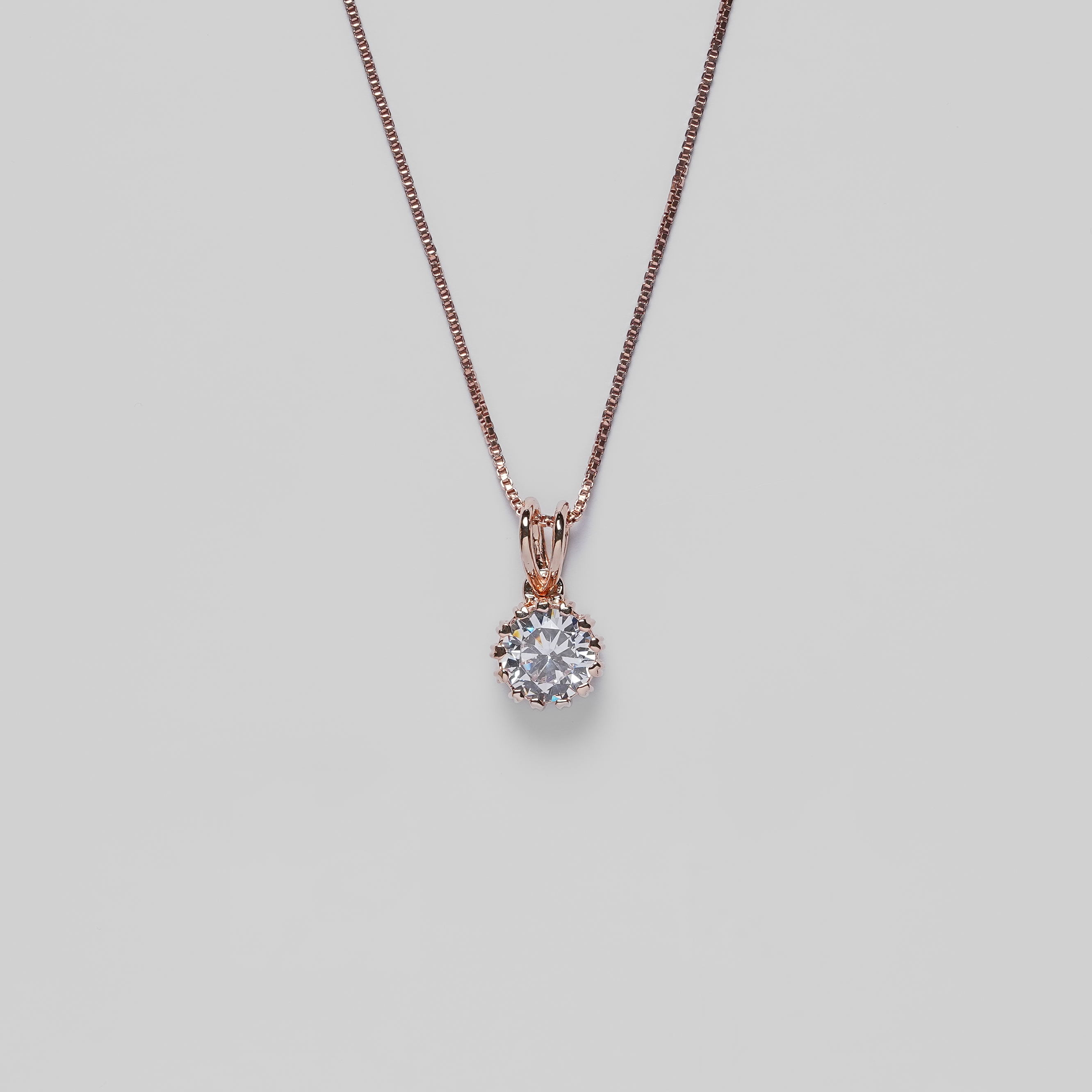 Solitaire Rose Gold Pendant Set.