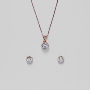 Solitaire Rose Gold Pendant Set.