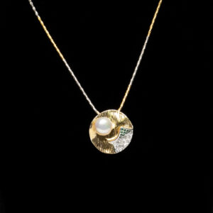 Beautiful Silver Gold Pendant Set