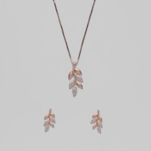 Rositaa Studded Leaf Pendant Set
