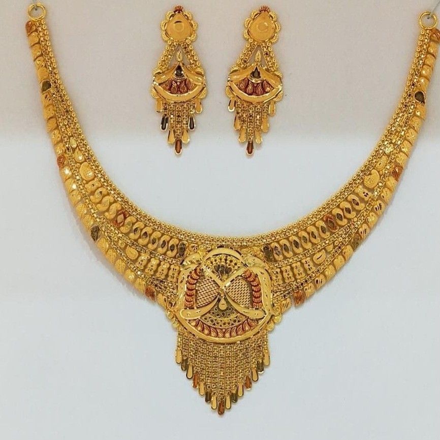 22K Gold Kalkatti Design Necklace Set