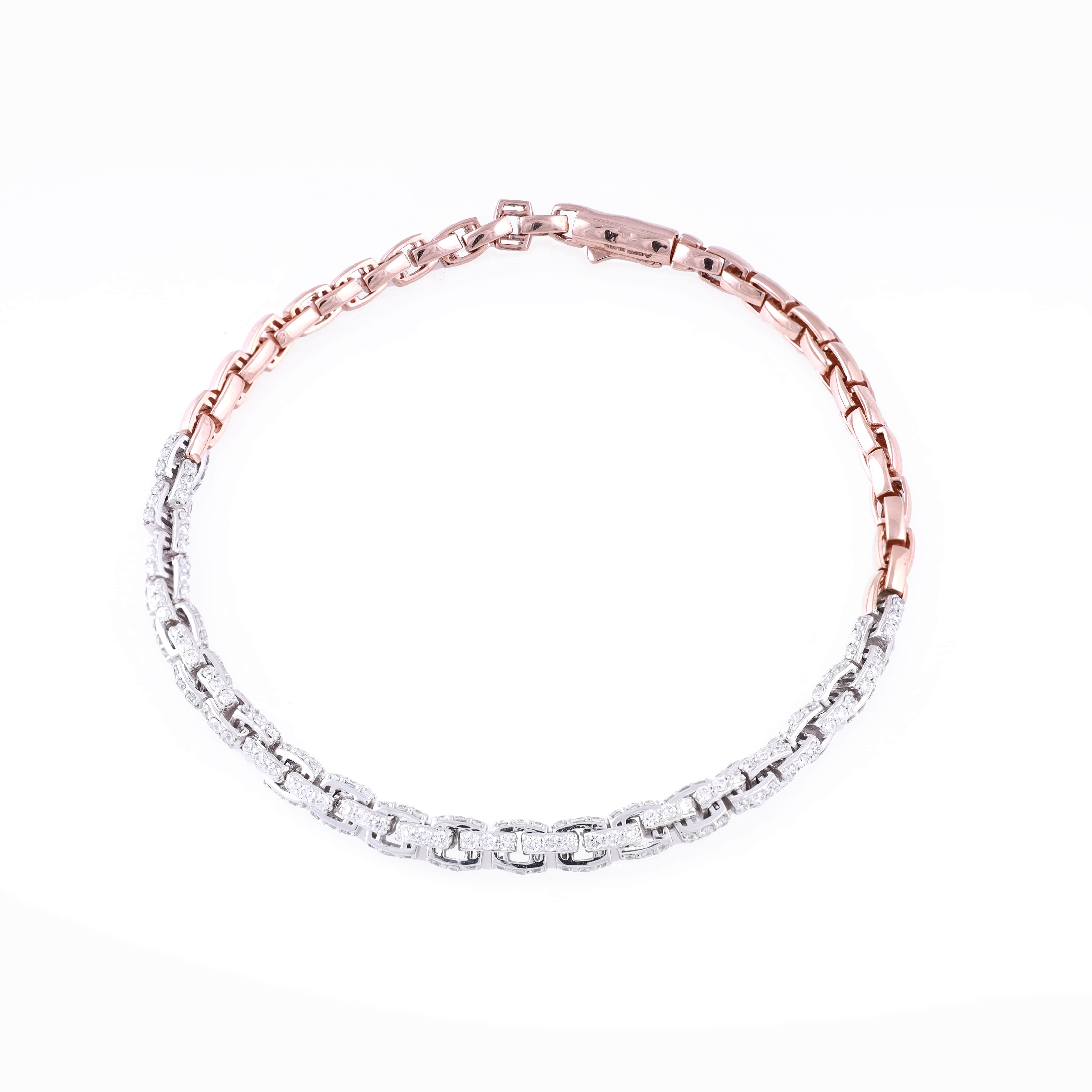 18K Gold Double Tone Lab Grown Diamond Bracelet