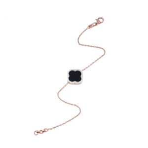 18K Rose Gold Lab Grown Diamond Black Stone Bracelet
