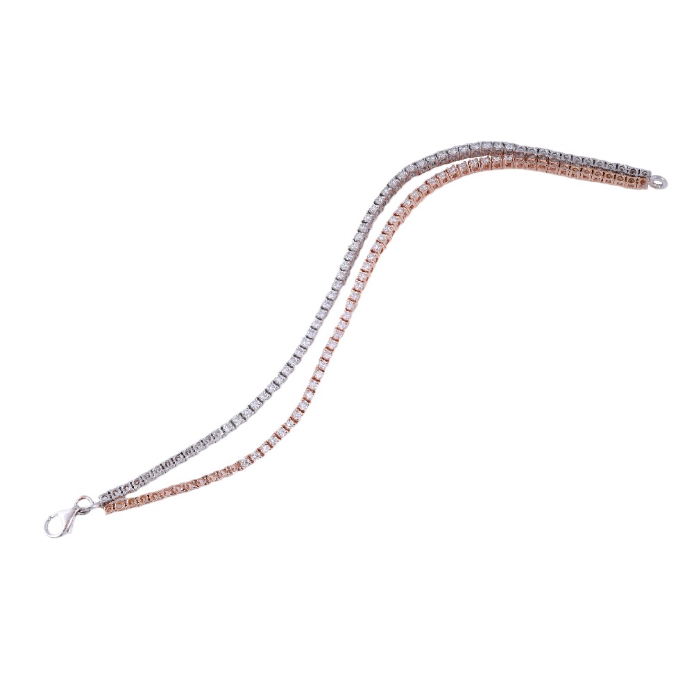 18k gold lab drown diamond double line bracelet