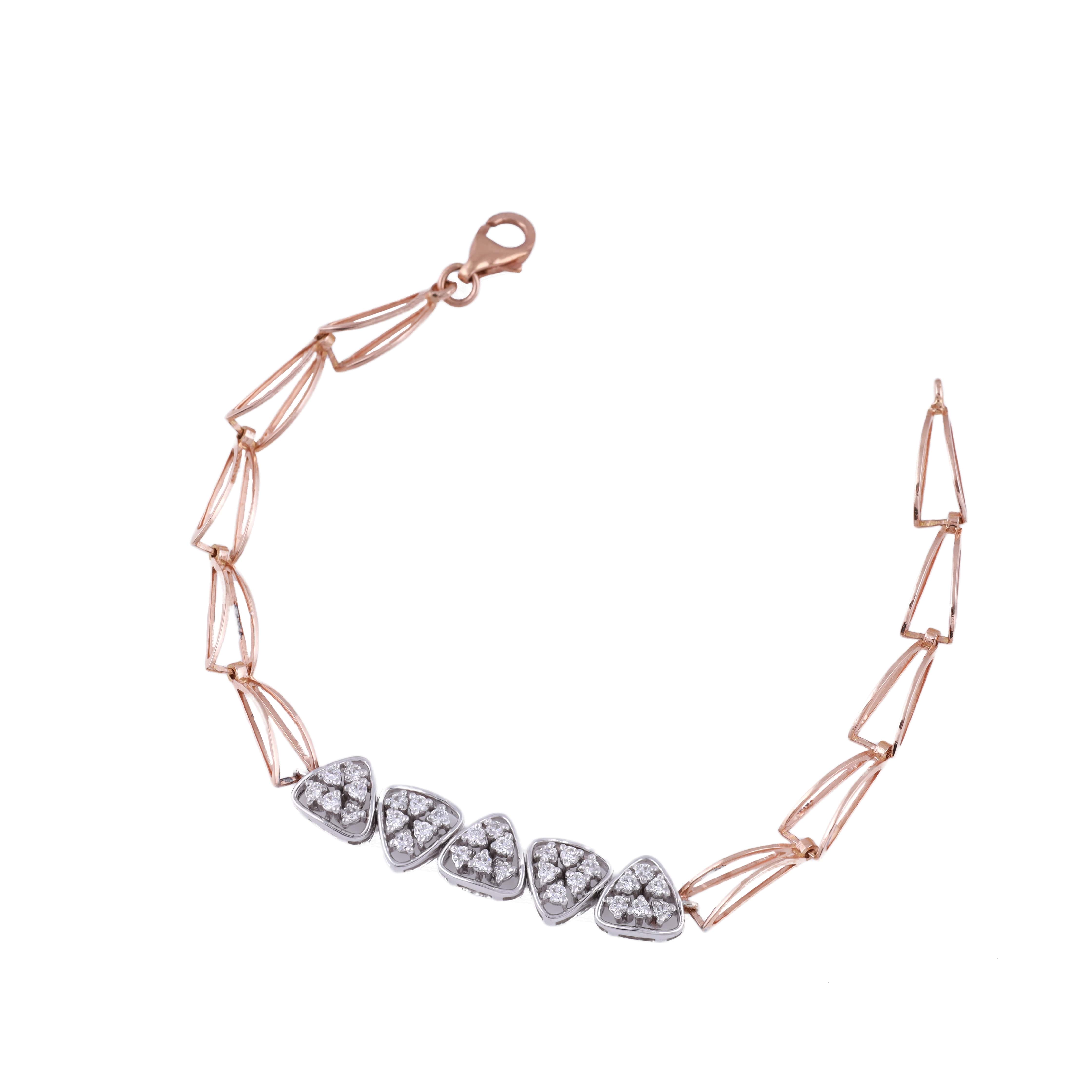 18K Gold Lab Grown Triangle Shape Diamond Bracelet