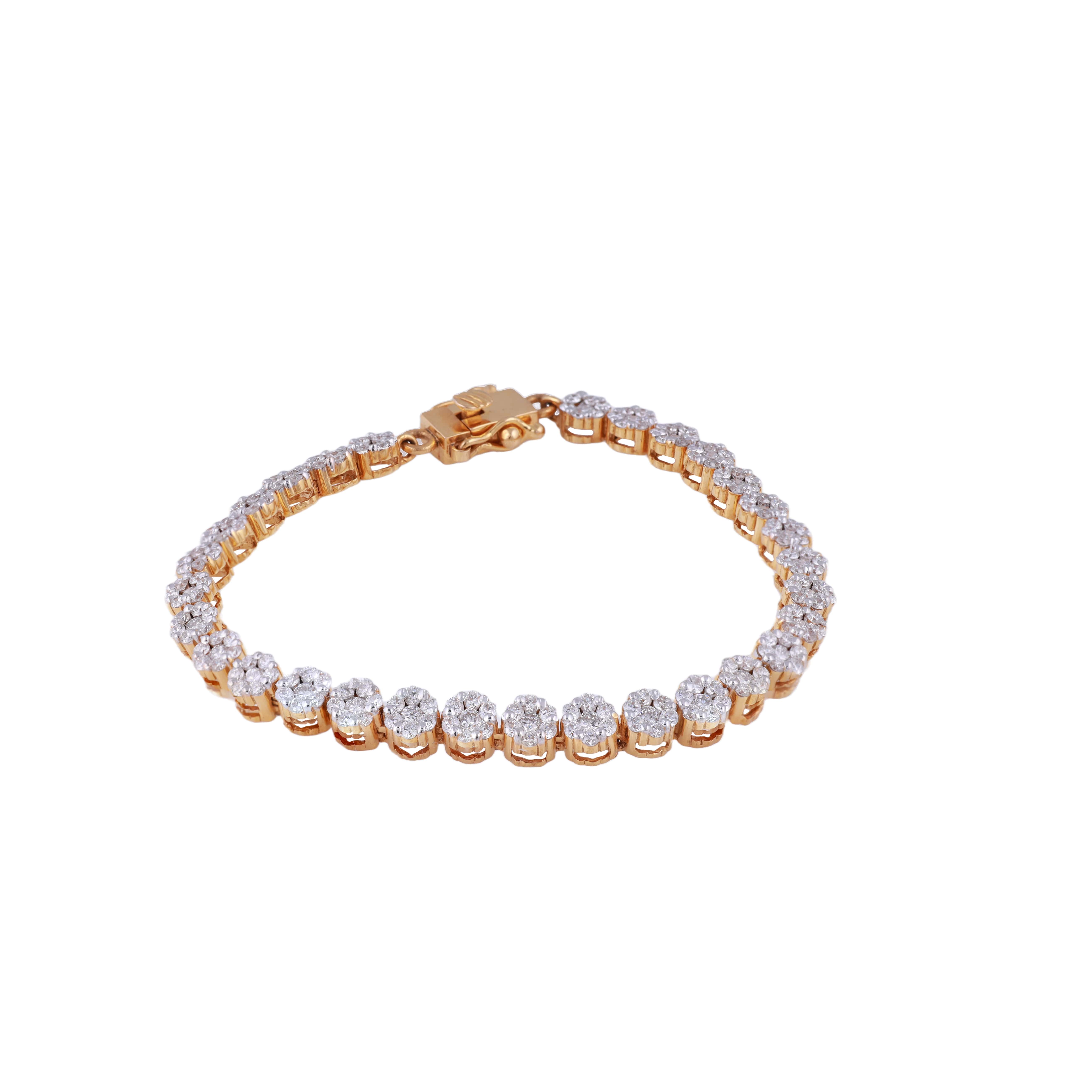 18K Rose Gold Lab Grown Diamond Tennis Bracelet For Women