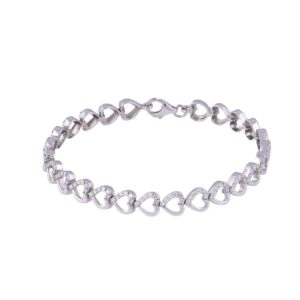 14K White Gold Heart Shape Lab Grown Diamond Bracelet