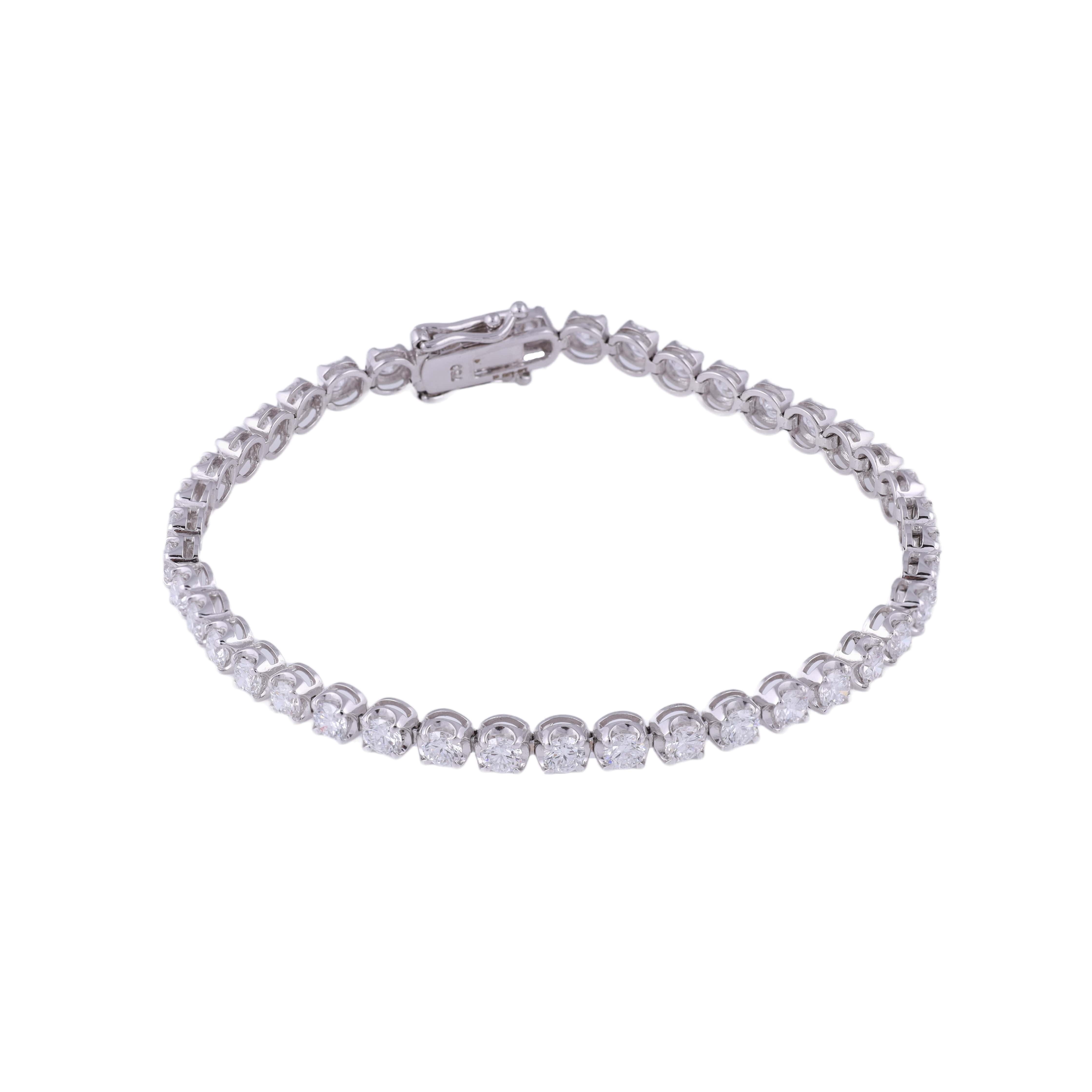 18K White Gold Lab Grown Diamond Tennis Bracelet