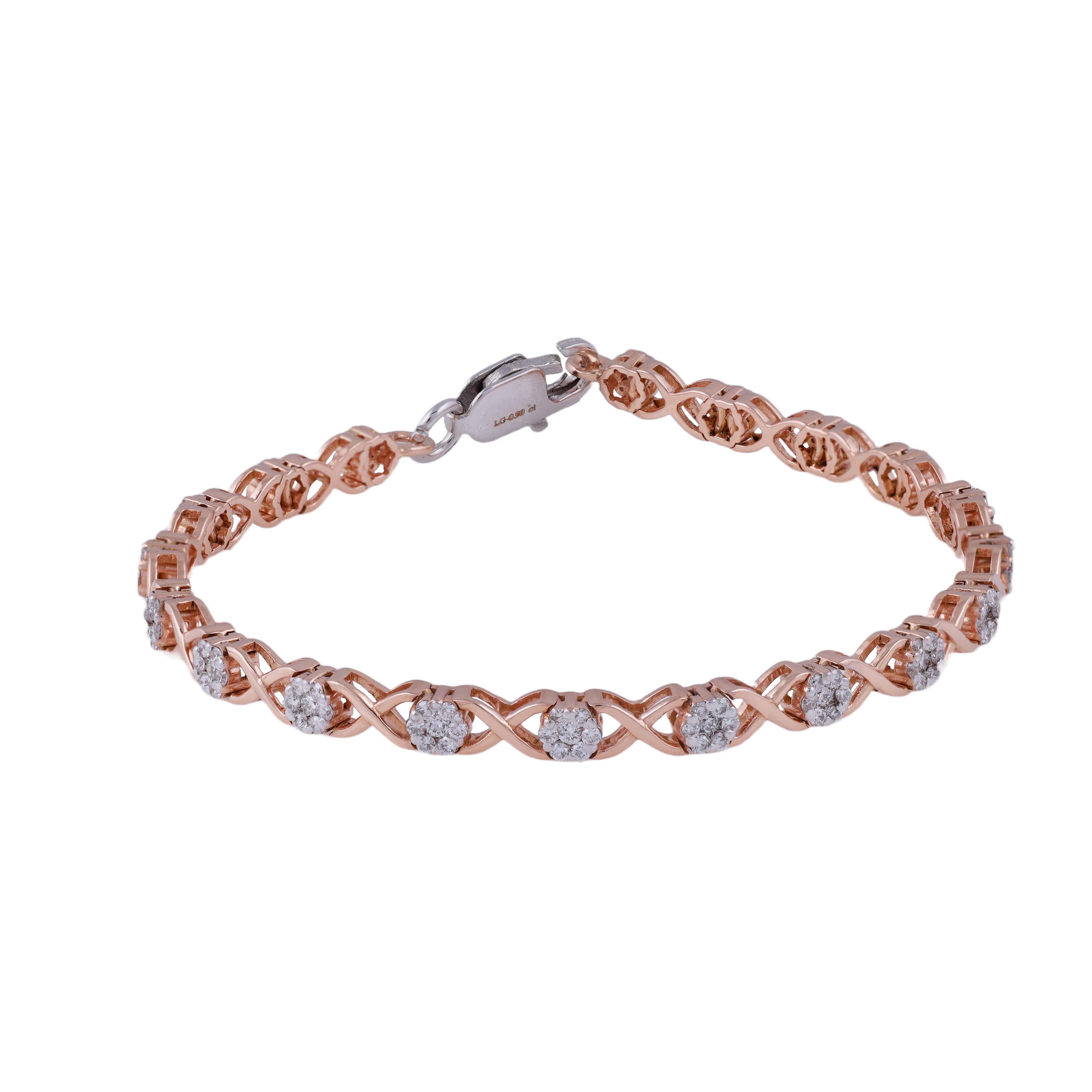 18K Rose Gold Lab Grown Diamond Bracelet For Women
