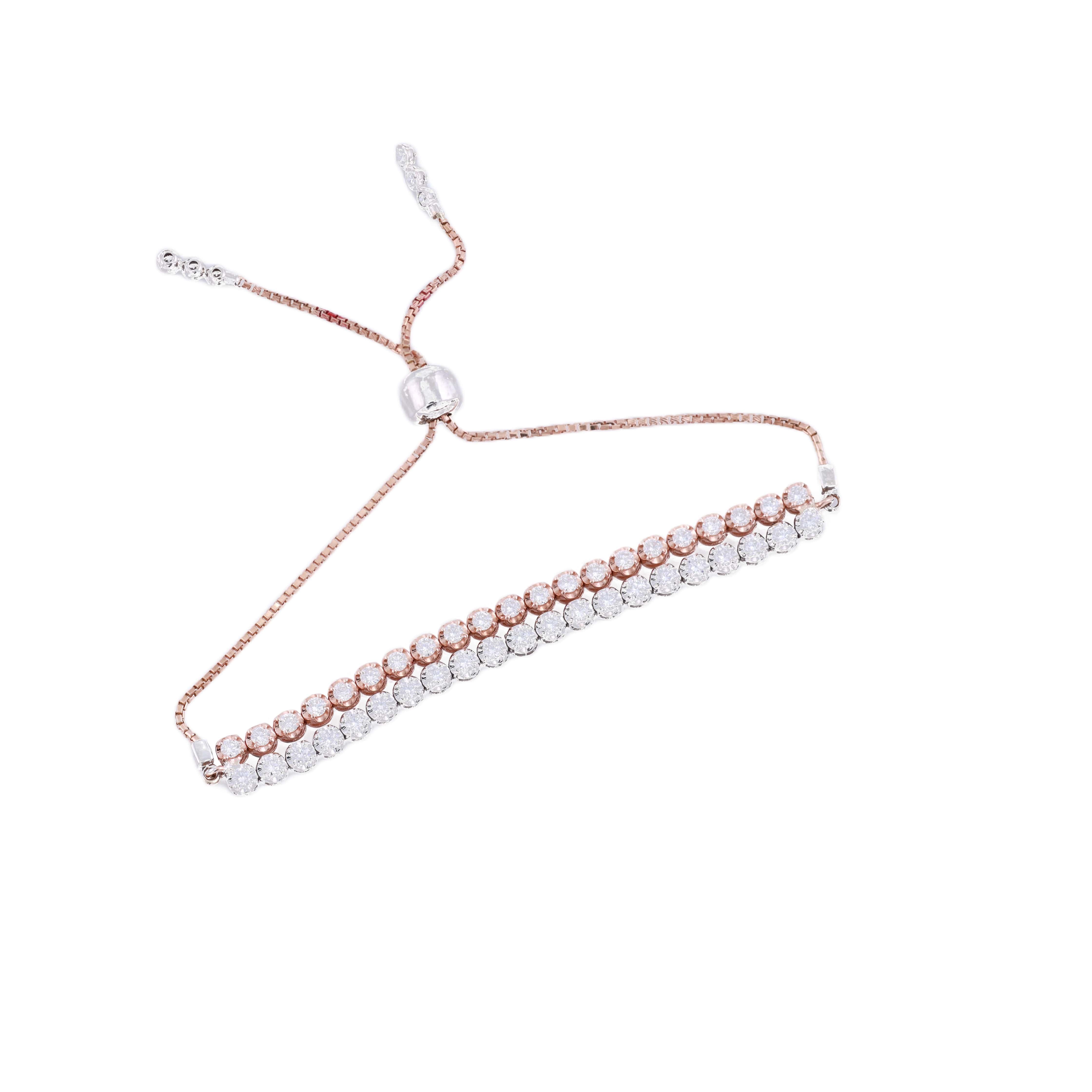 18K Gold Lab Grown Diamond Double Tone Bracelet