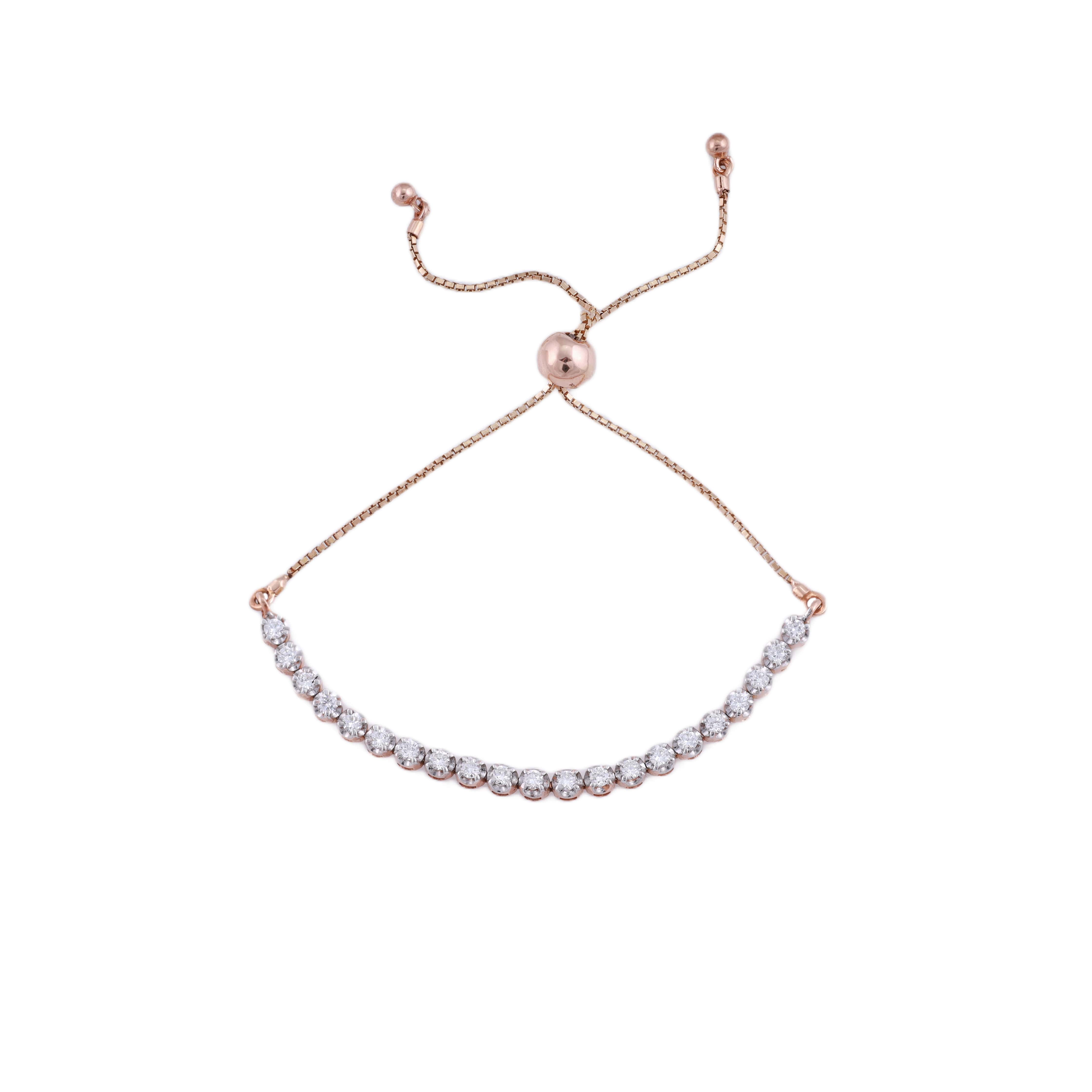 18K Rose Gold Lab Grown Diamond Tennis Bracelet