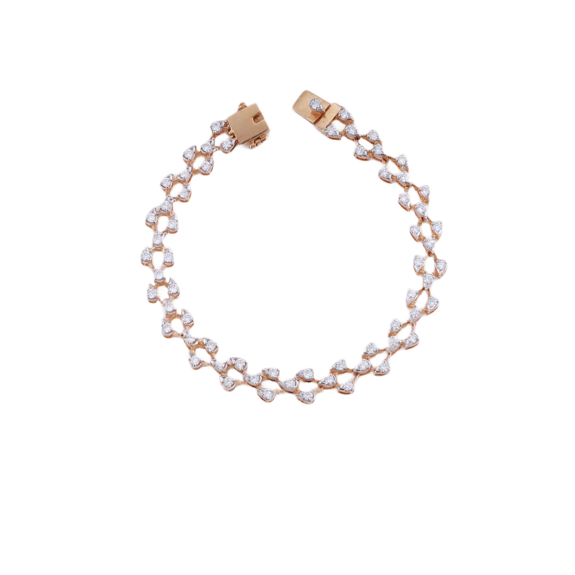 18K Rose Lab Grown Diamond Designer Bracelet