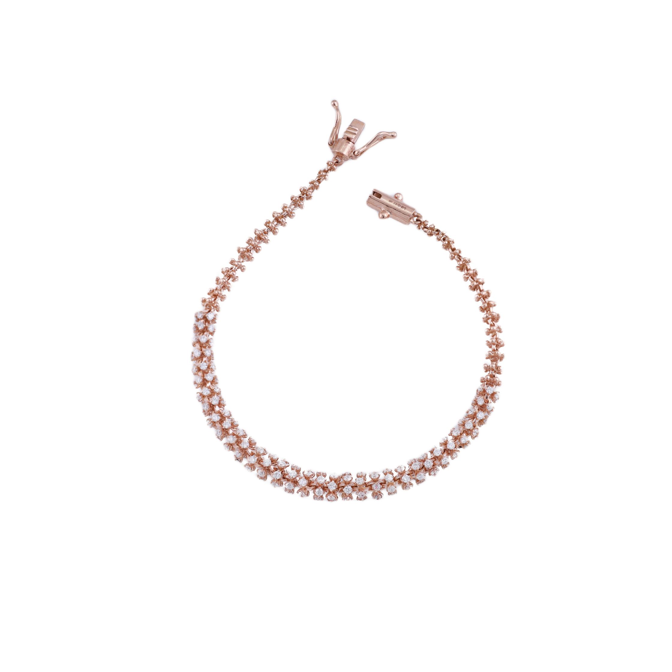 18K Rose Gold Lab Grown Diamond Tennis Bracelet