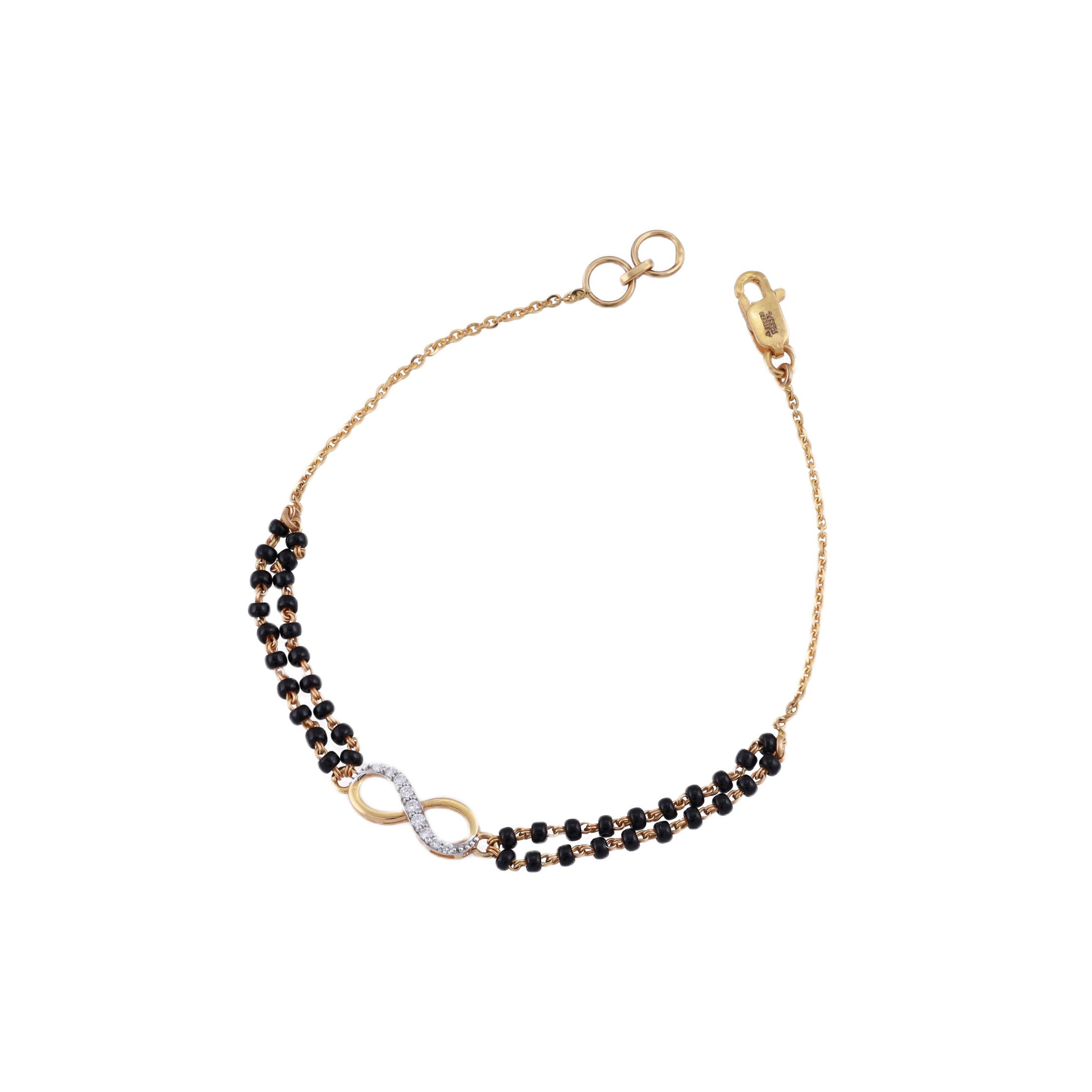 18K Gold Twisted Infinity Lab Grown Diamond Mangalsutra Bracelet