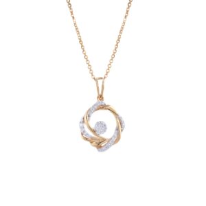 18K Gold Lab Grown Diamond Unique Design Pendant Chain