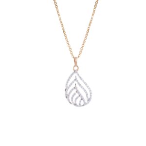 18Kt Gold Lab Grown Diamond Leaf Design Pendant Chain