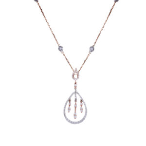 18K Gold Lab Grown Diamond Drop Shape Pendant Chain