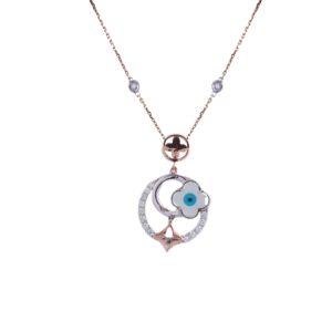 18K Gold Lab Grown Diamond Evil Eye Pendant Chain