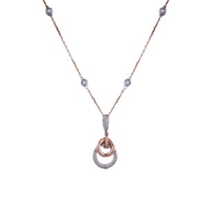 18K Rose Gold Lab Grown Diamond Pendant Chain For Women