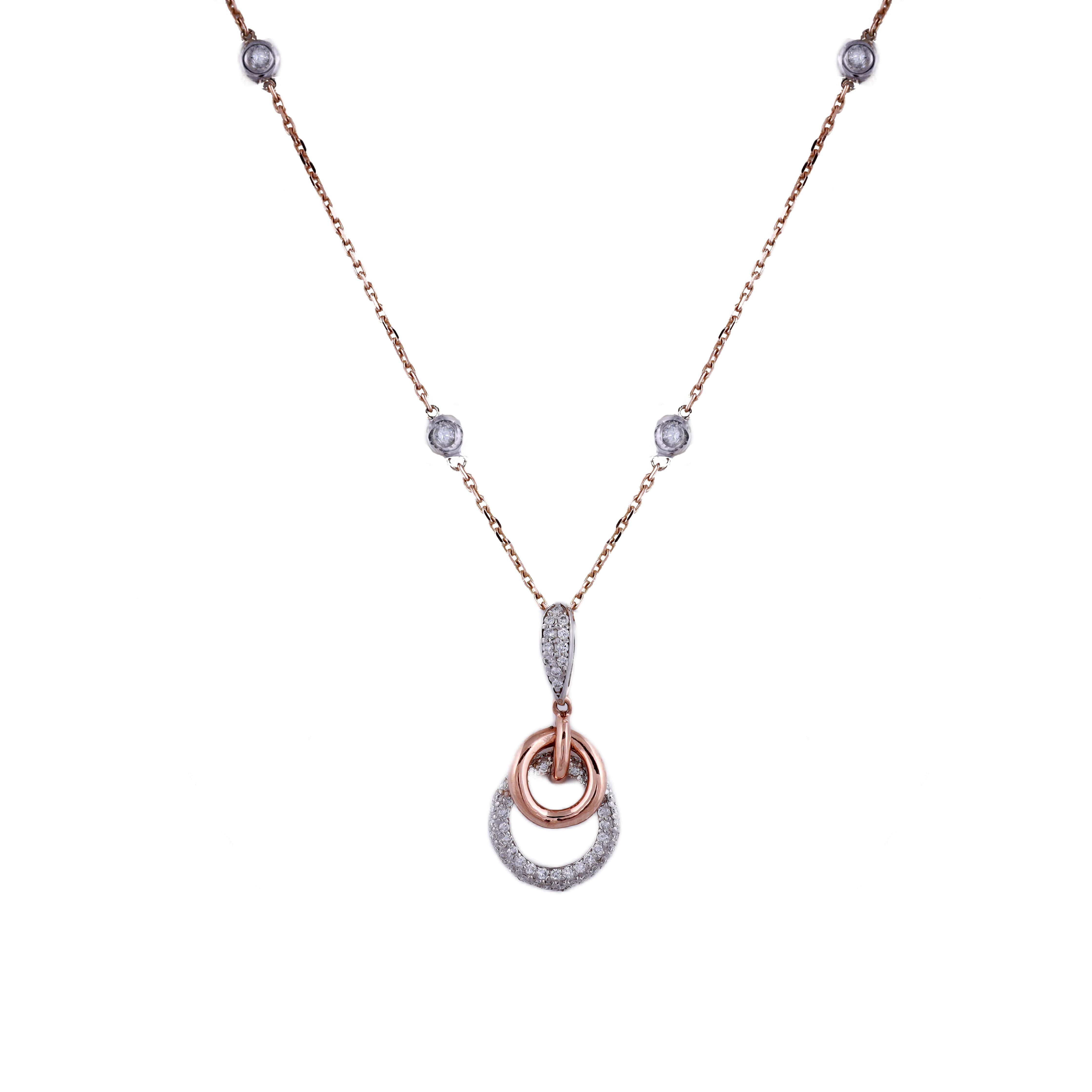18K Rose Gold Lab Grown Diamond Pendant Chain For Women
