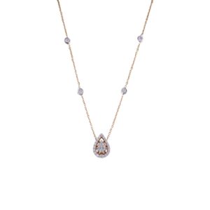 18K Gold Lab Grown Round Diamond Pendant Chain