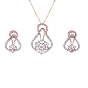 18k Rose Gold Lab Grown Diamond Floral Design Pendant Set