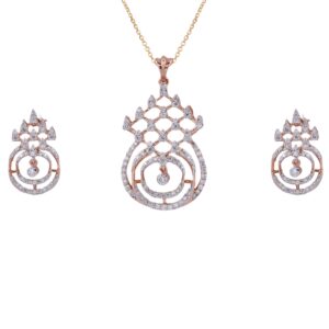 18Kt Rose Gold Lab Grown Round Diamond Pendant Set