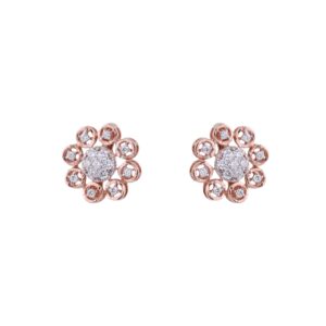 18K Rose Gold Lab Grown Square Diamond Earrings For Women
