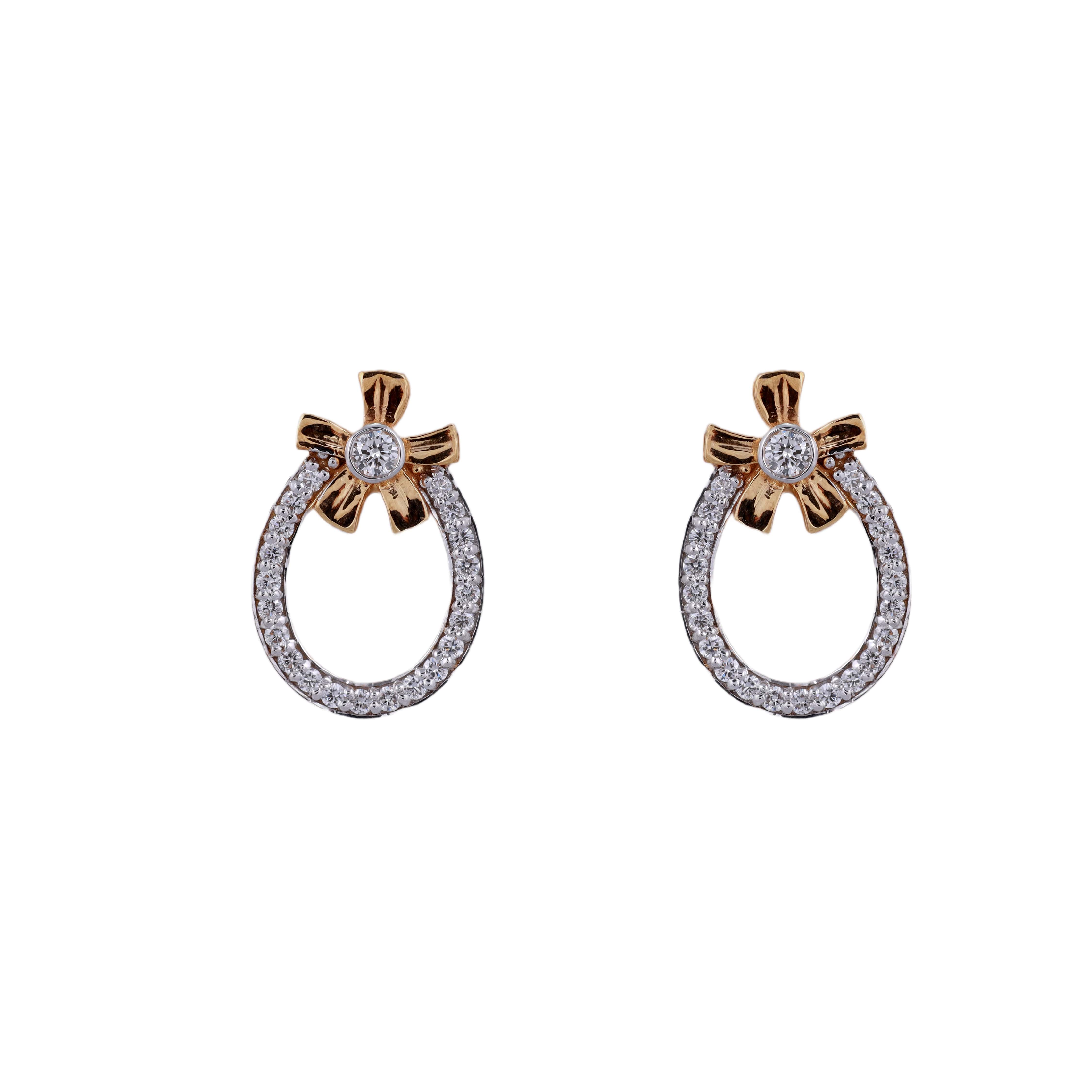 18K Rose Gold Lab Grown Diamond Oval Design Earring