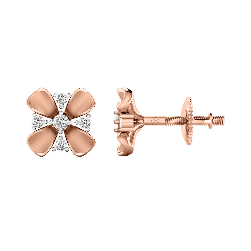 14K Gold Unique Diamond Earring JER9