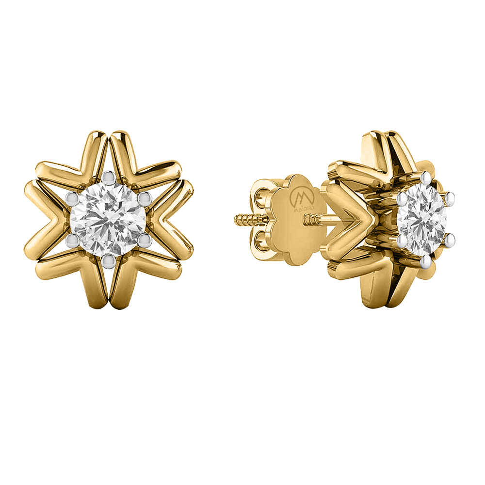 14K Gold Floral Diamond Earring JER24