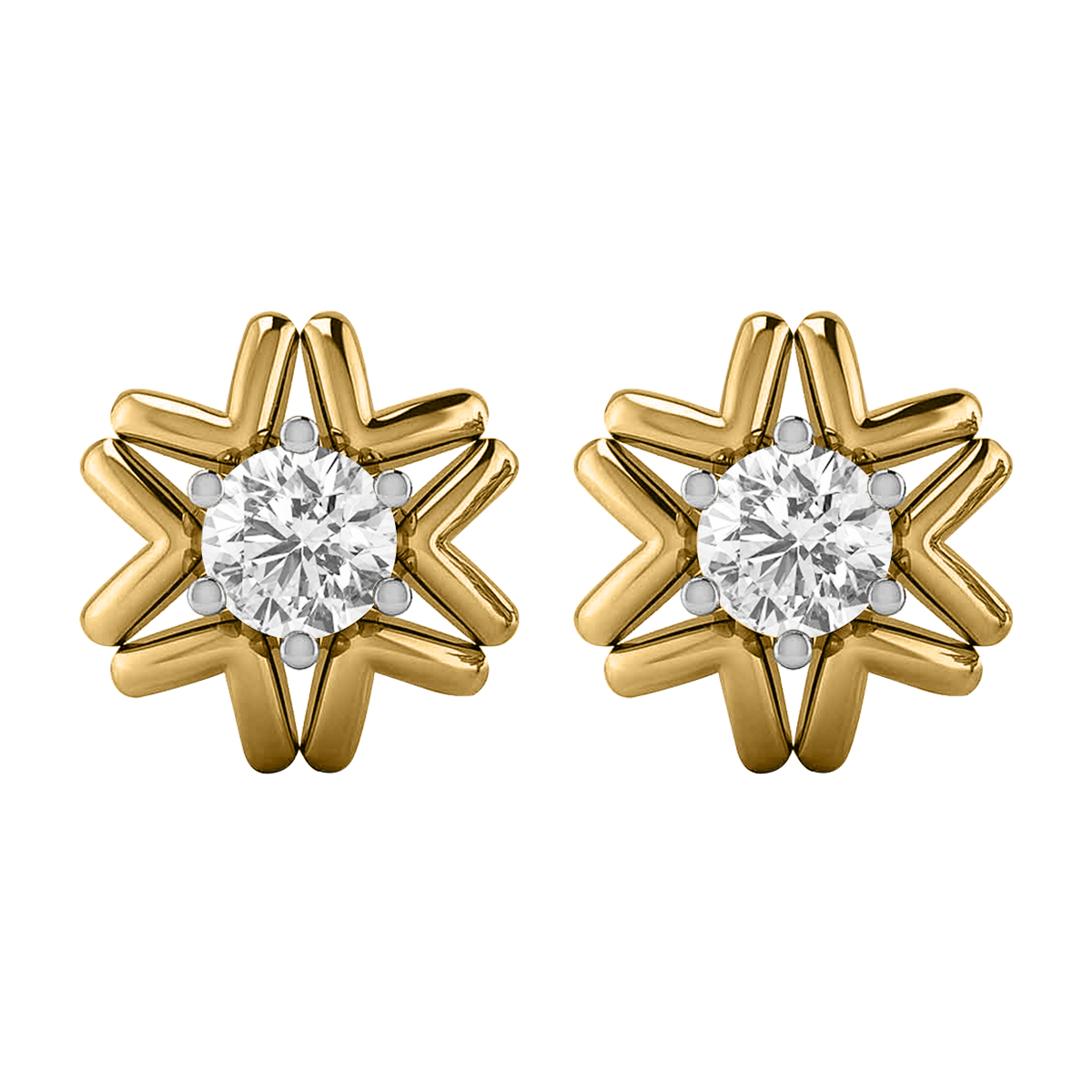 14K Gold Floral Diamond Earring JER24