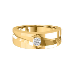 Singal Diamond Gold Mens Ring