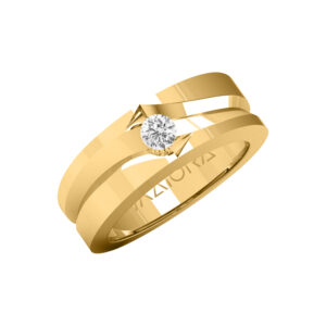 Singal Diamond Gold Mens Ring