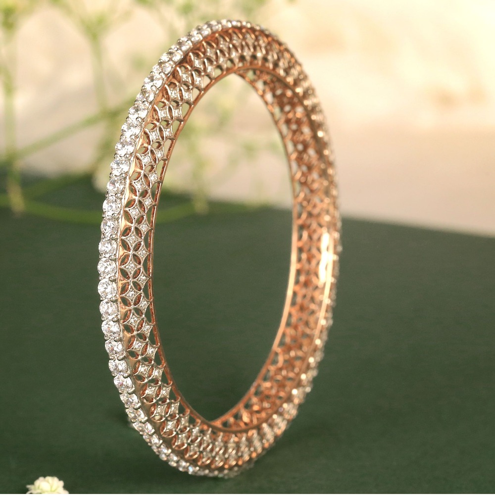 Rose gold stylish diamond bangle