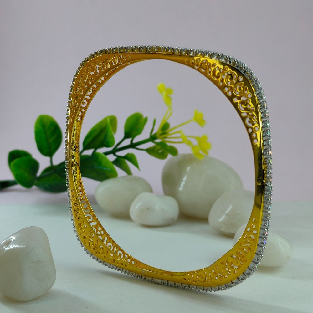 Gold square shape diamond bangle