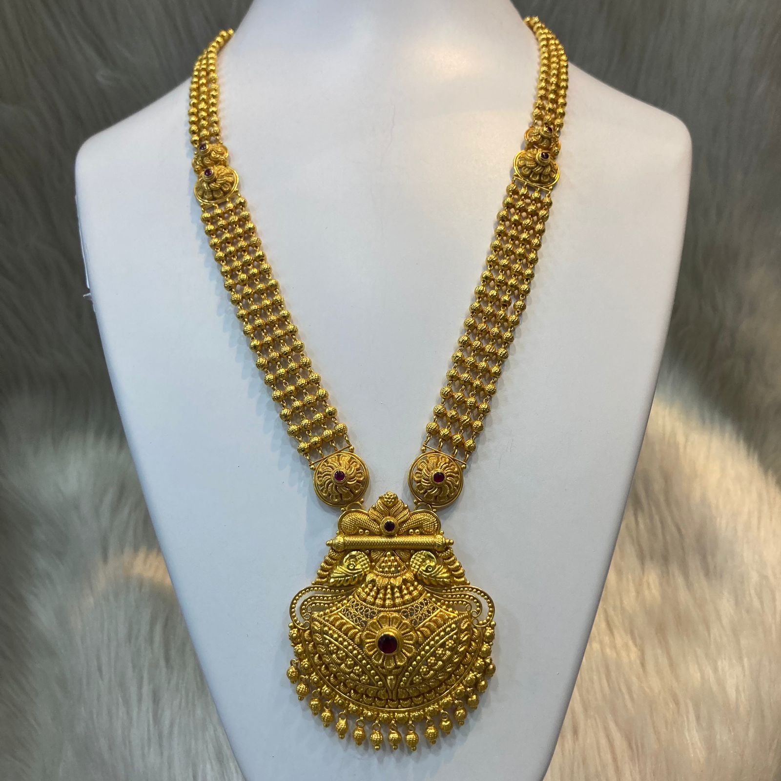 22K Gold Kalkatti Design Long Necklace